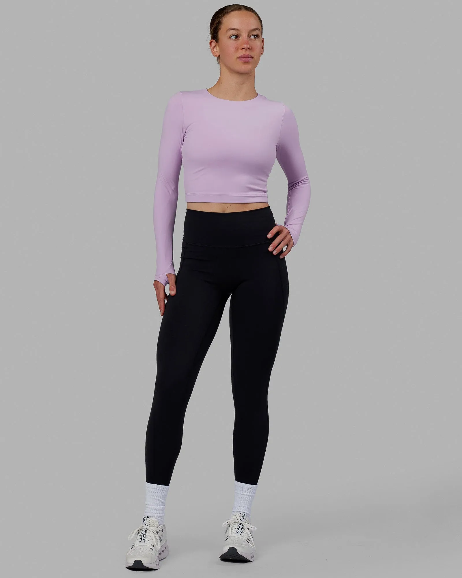 Staple Long Sleeve Cropped Tee - Pale Lilac