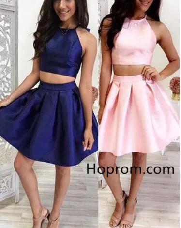 Strapless Two Pieces Hater Homehoming Dress, Navy Blue Homehoming Dress