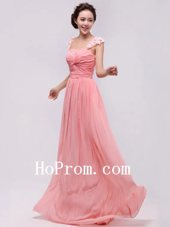 Straps Pink Prom Dress,Simple Prom Dresses,Evening Dress