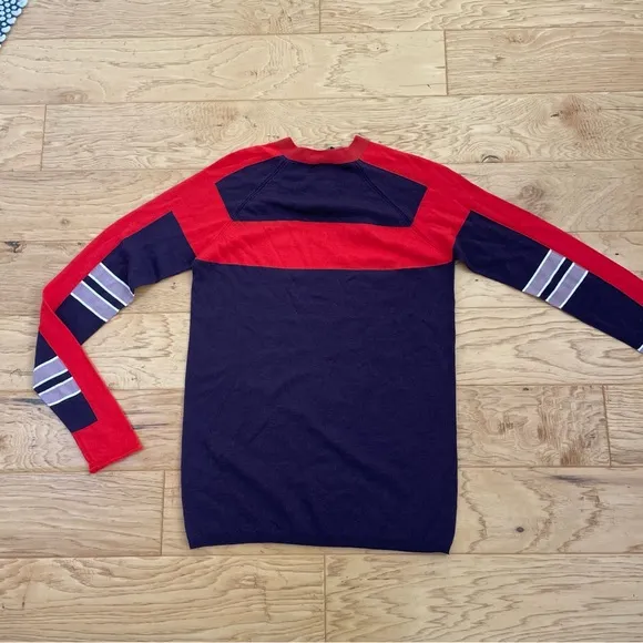 Sweaty Betty Rebel Merino Wool Sweater Aubergine Red Color Block Size Small NWT