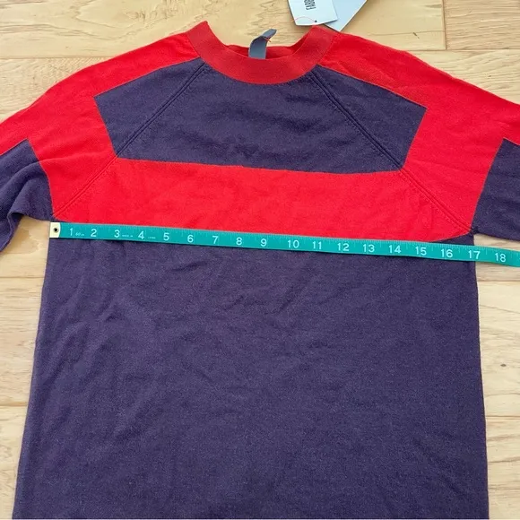 Sweaty Betty Rebel Merino Wool Sweater Aubergine Red Color Block Size Small NWT