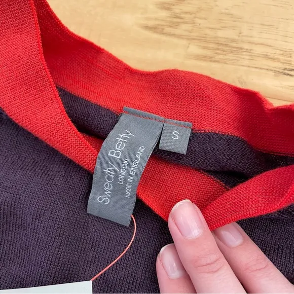 Sweaty Betty Rebel Merino Wool Sweater Aubergine Red Color Block Size Small NWT