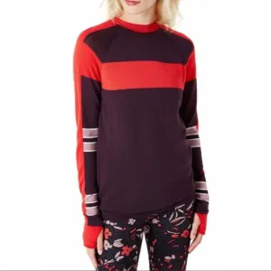 Sweaty Betty Rebel Merino Wool Sweater Aubergine Red Color Block Size Small NWT