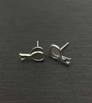 Tennis racket sterling silver earring studs, SKU#767-5