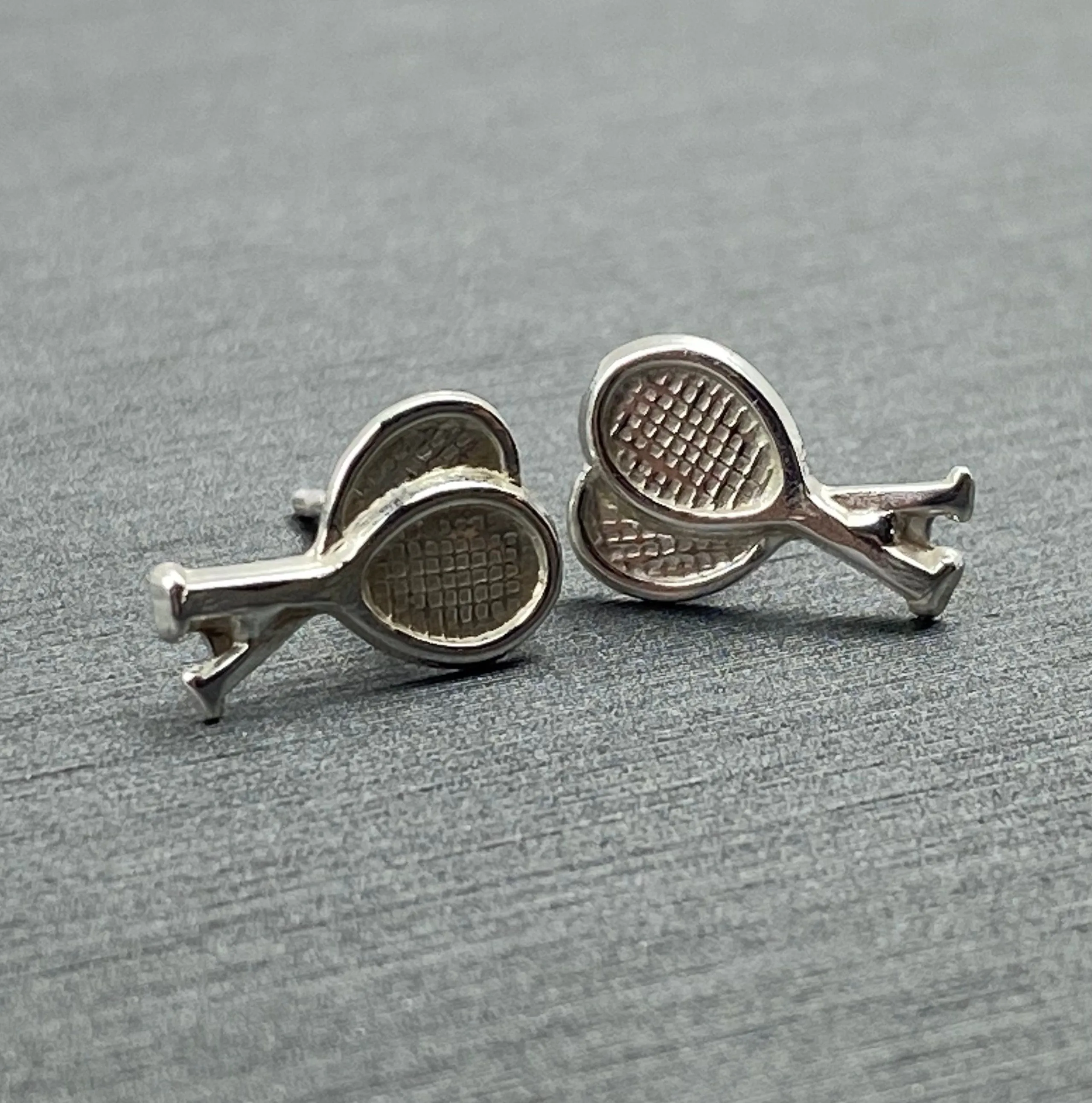 Tennis racket sterling silver earring studs, SKU#767-5