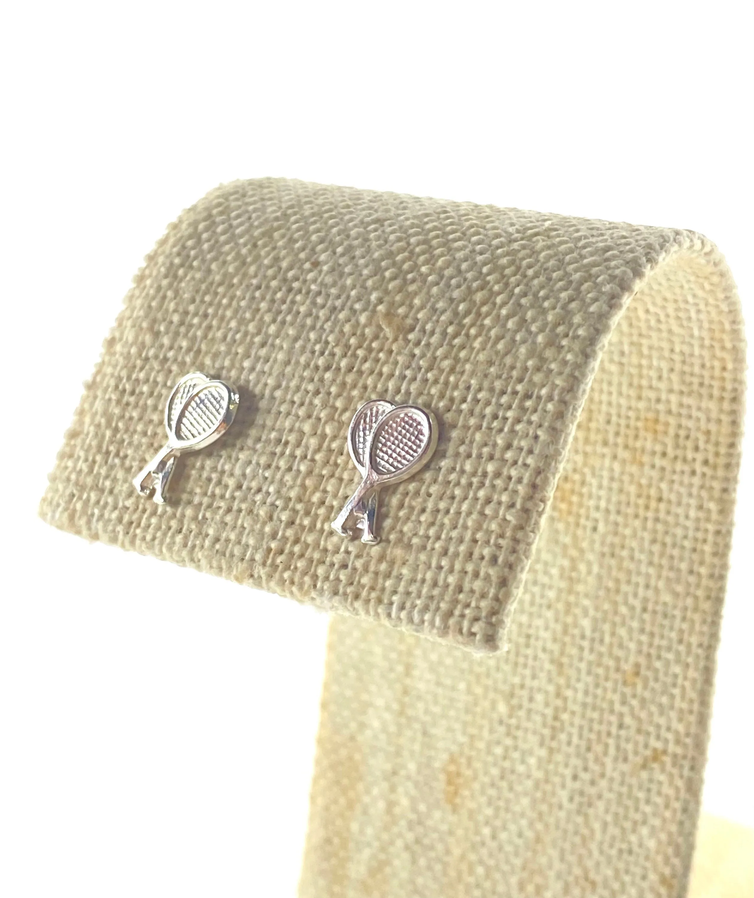 Tennis racket sterling silver earring studs, SKU#767-5