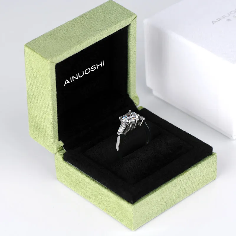 Three Stone Heart Shaped Moissanite Diamond Ring