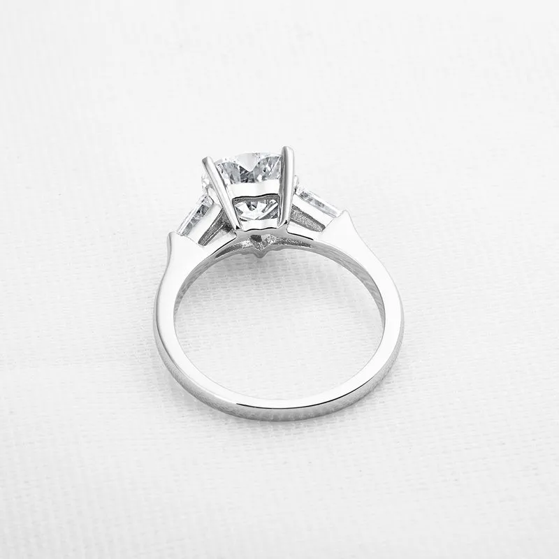 Three Stone Heart Shaped Moissanite Diamond Ring
