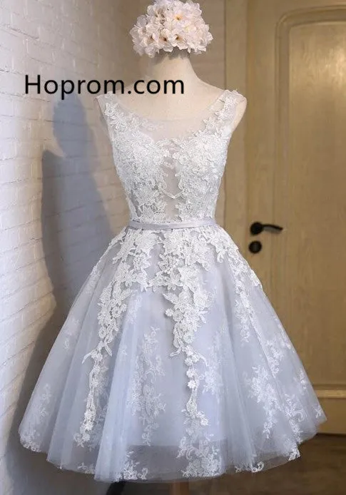 Tulle Homecoming Dresses, Cute Appliques Lace Up Dress