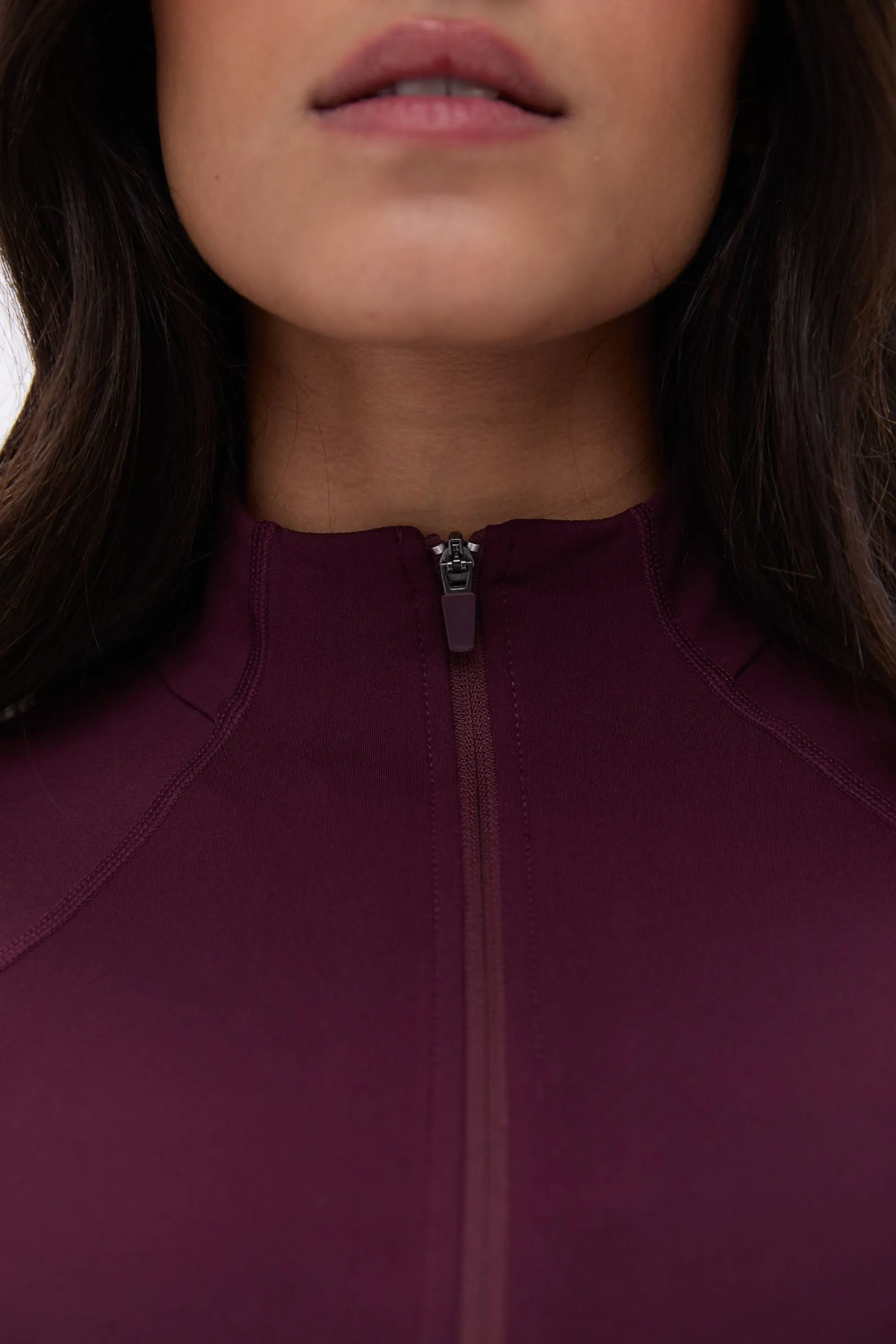 Ultimate Long Sleeve Quarter Zip Top  - Dark Cherry