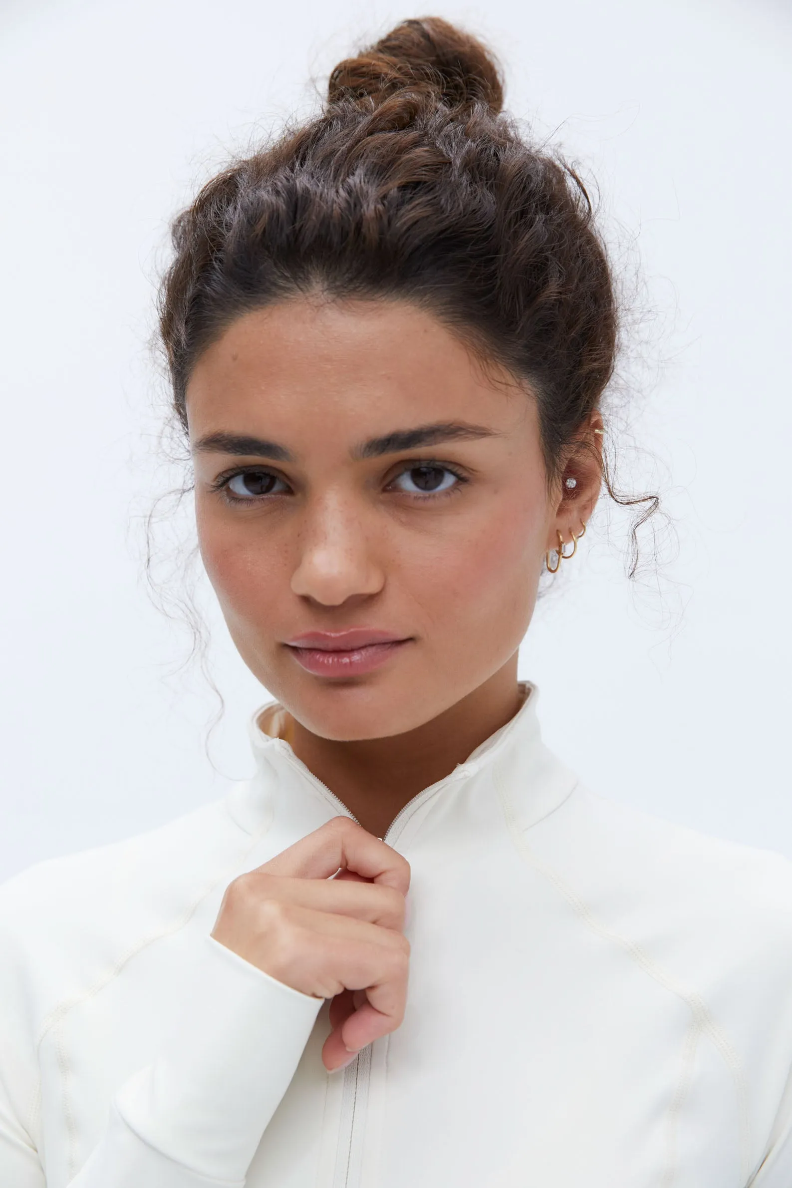 Ultimate Long Sleeve Quarter Zip Top - Marshmallow White