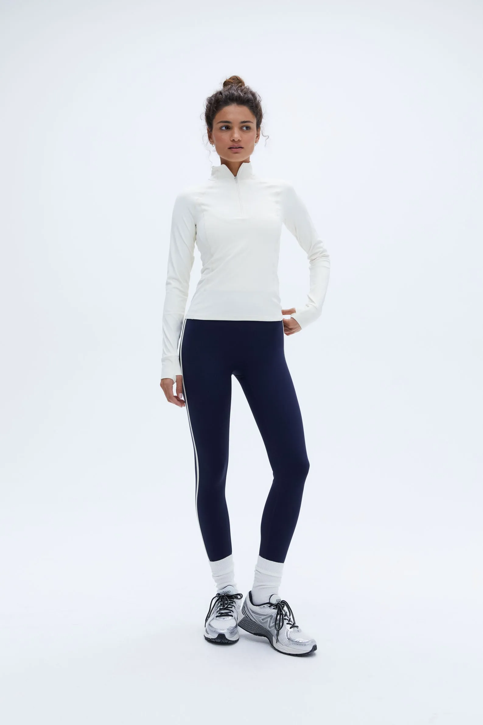Ultimate Long Sleeve Quarter Zip Top - Marshmallow White