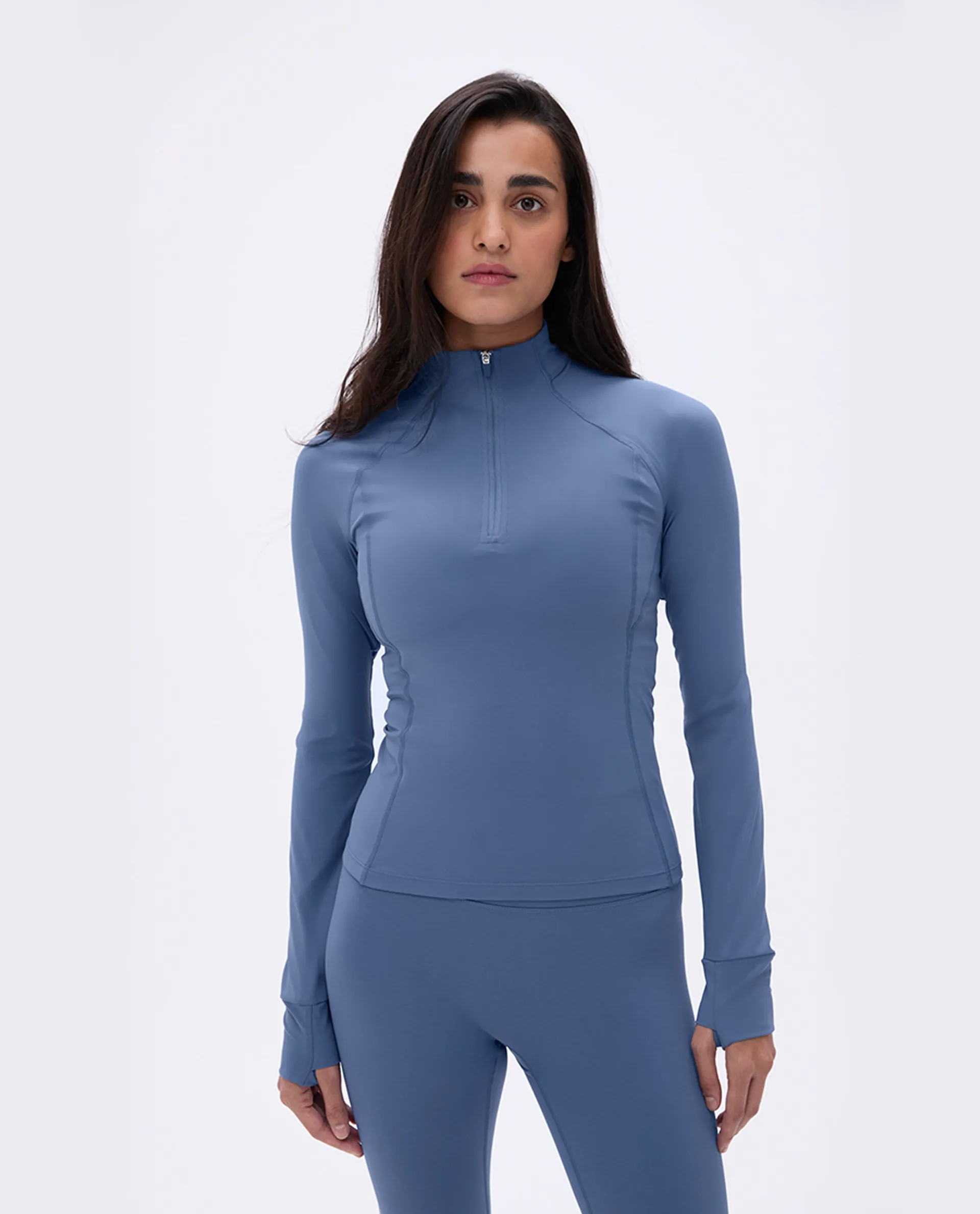 Ultimate Long Sleeve Quarter Zip Top - Vintage Blue
