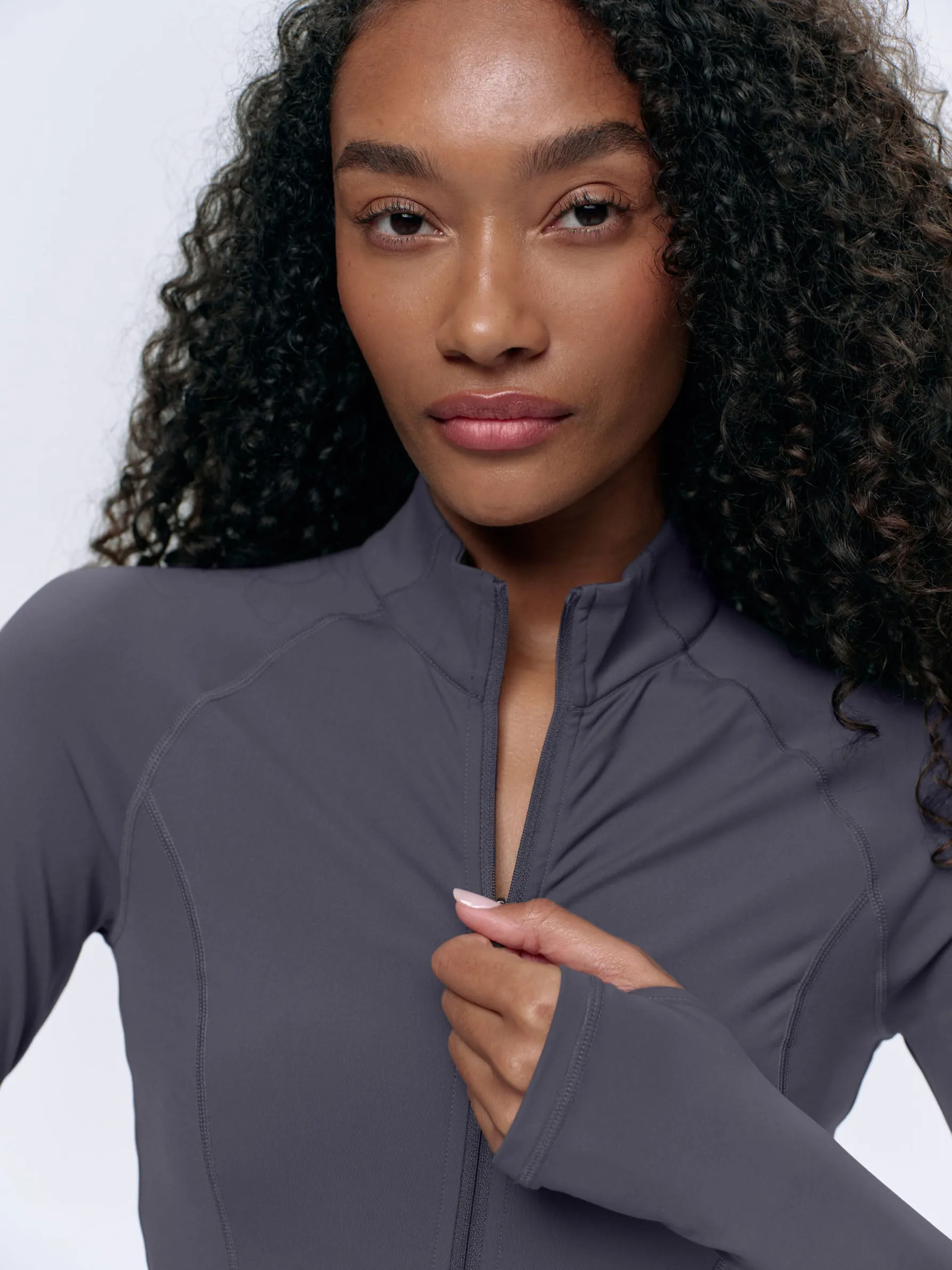 Ultimate Long Sleeve Zip Up Top - Dark Grey