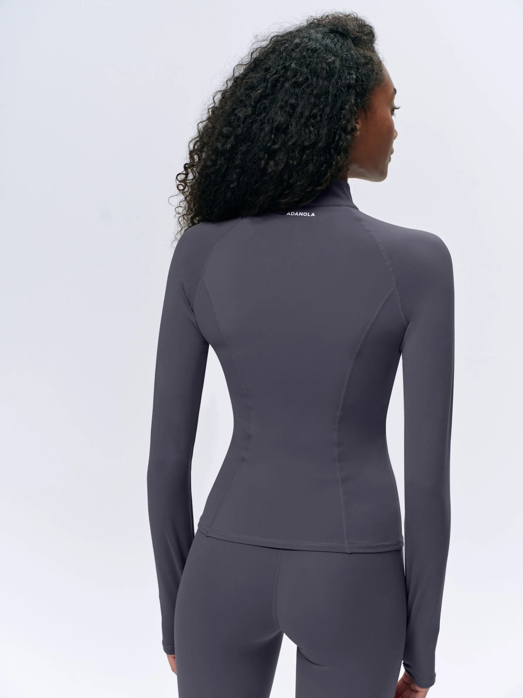 Ultimate Long Sleeve Zip Up Top - Dark Grey