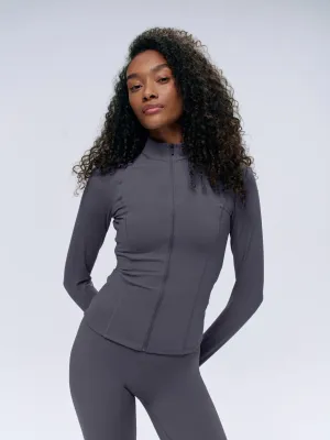 Ultimate Long Sleeve Zip Up Top - Dark Grey