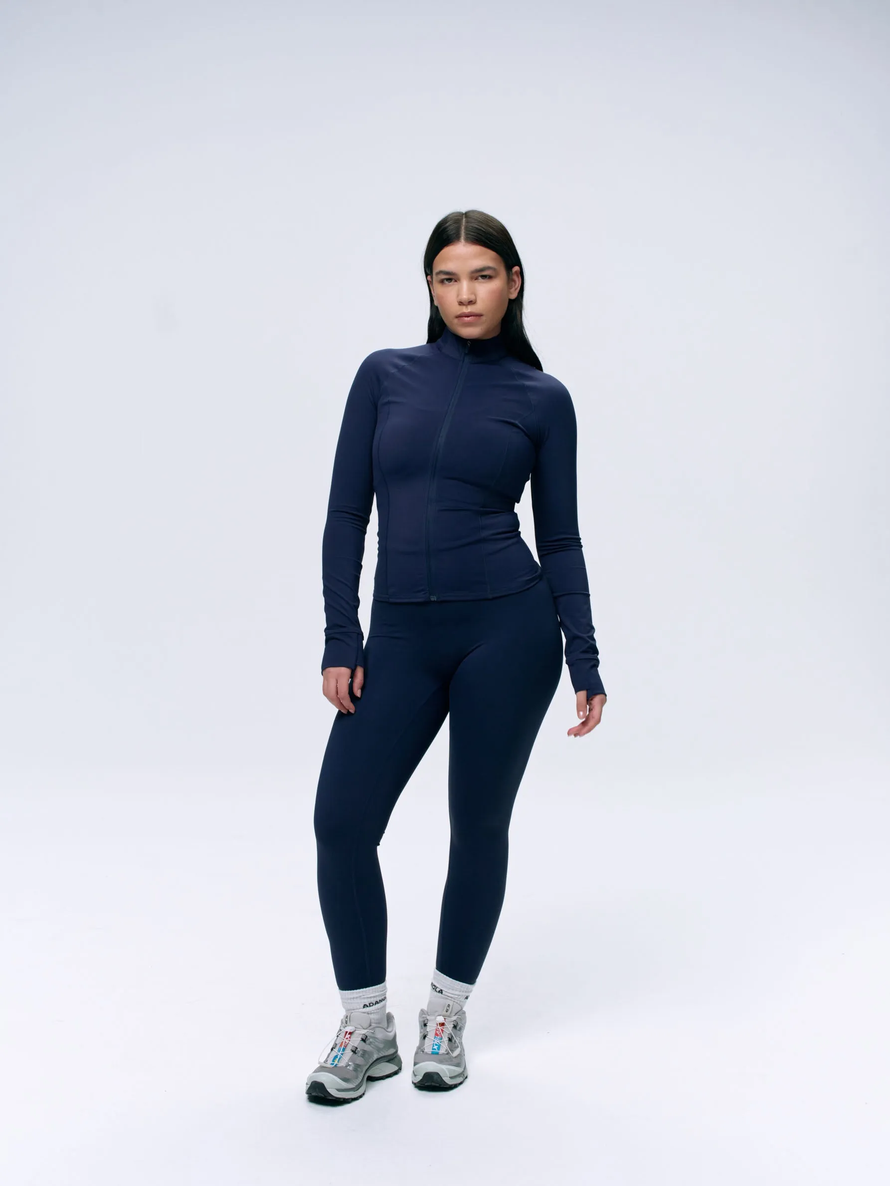 Ultimate Long Sleeve Zip Up Top - Navy Blue