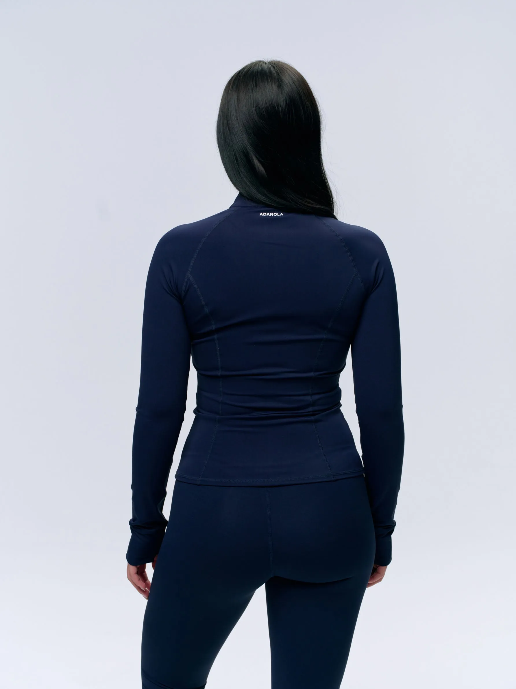 Ultimate Long Sleeve Zip Up Top - Navy Blue