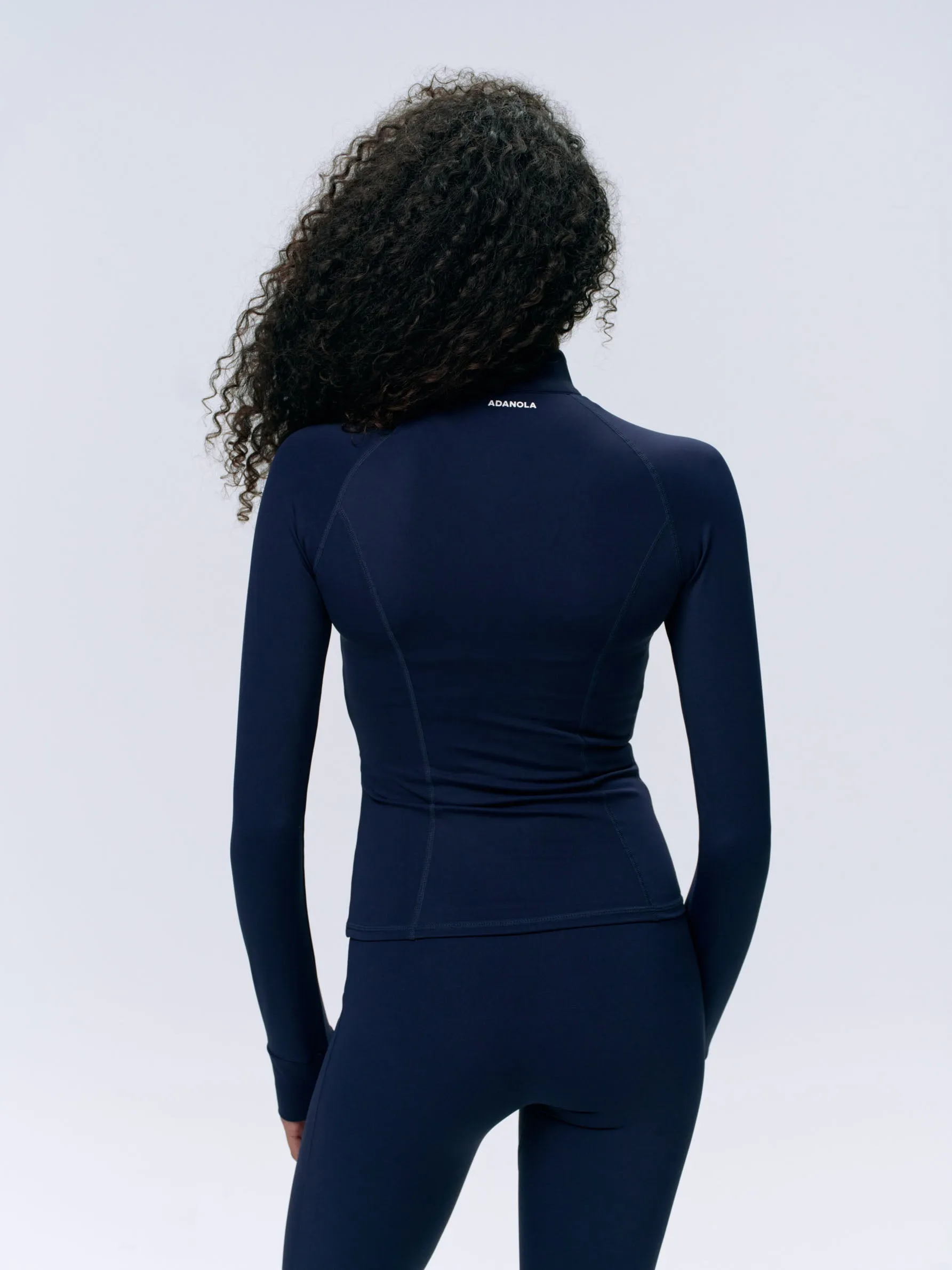 Ultimate Long Sleeve Zip Up Top - Navy Blue
