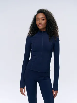 Ultimate Long Sleeve Zip Up Top - Navy Blue