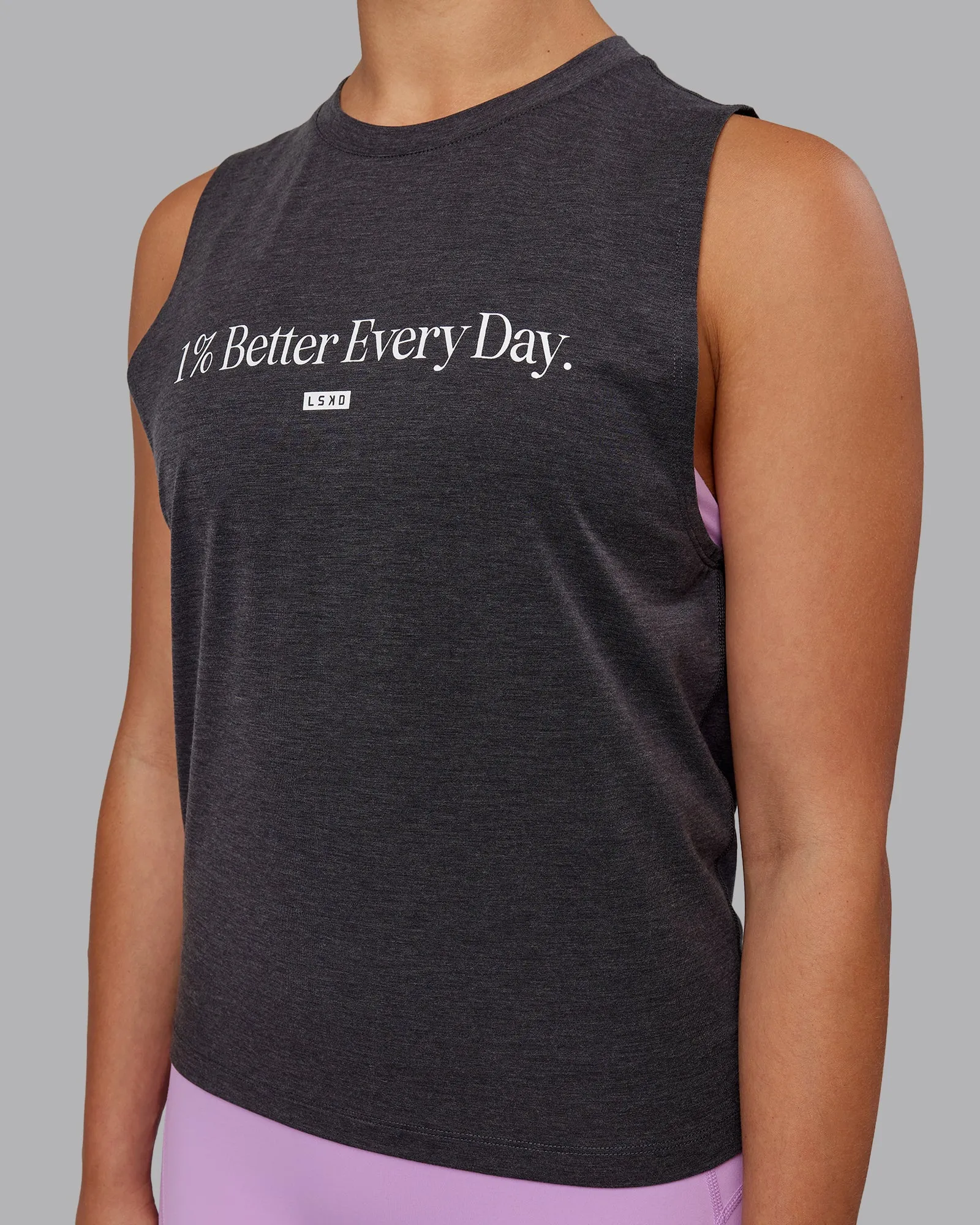 Unleash 1% Better Training Tank - Charcoal Marl-White