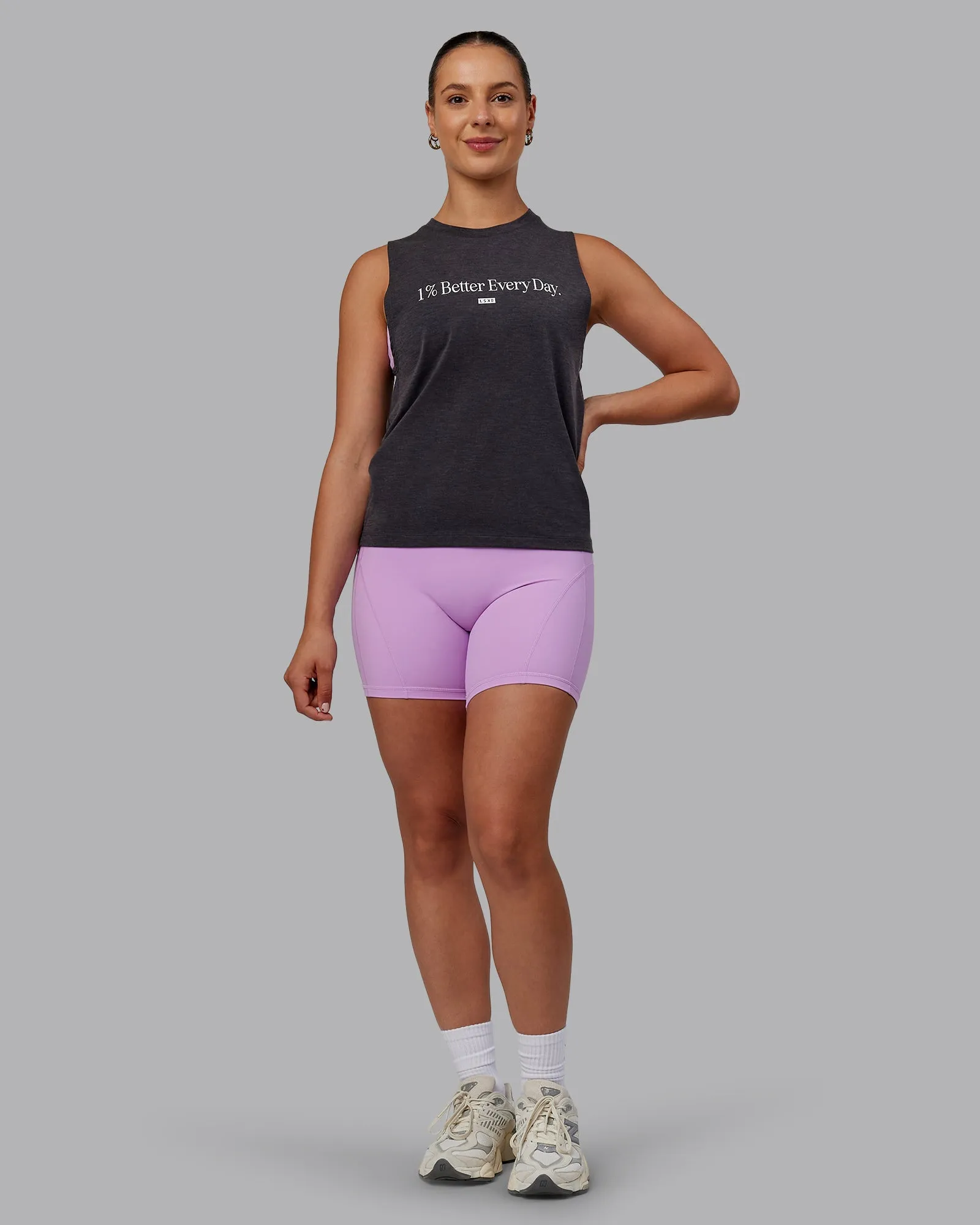 Unleash 1% Better Training Tank - Charcoal Marl-White
