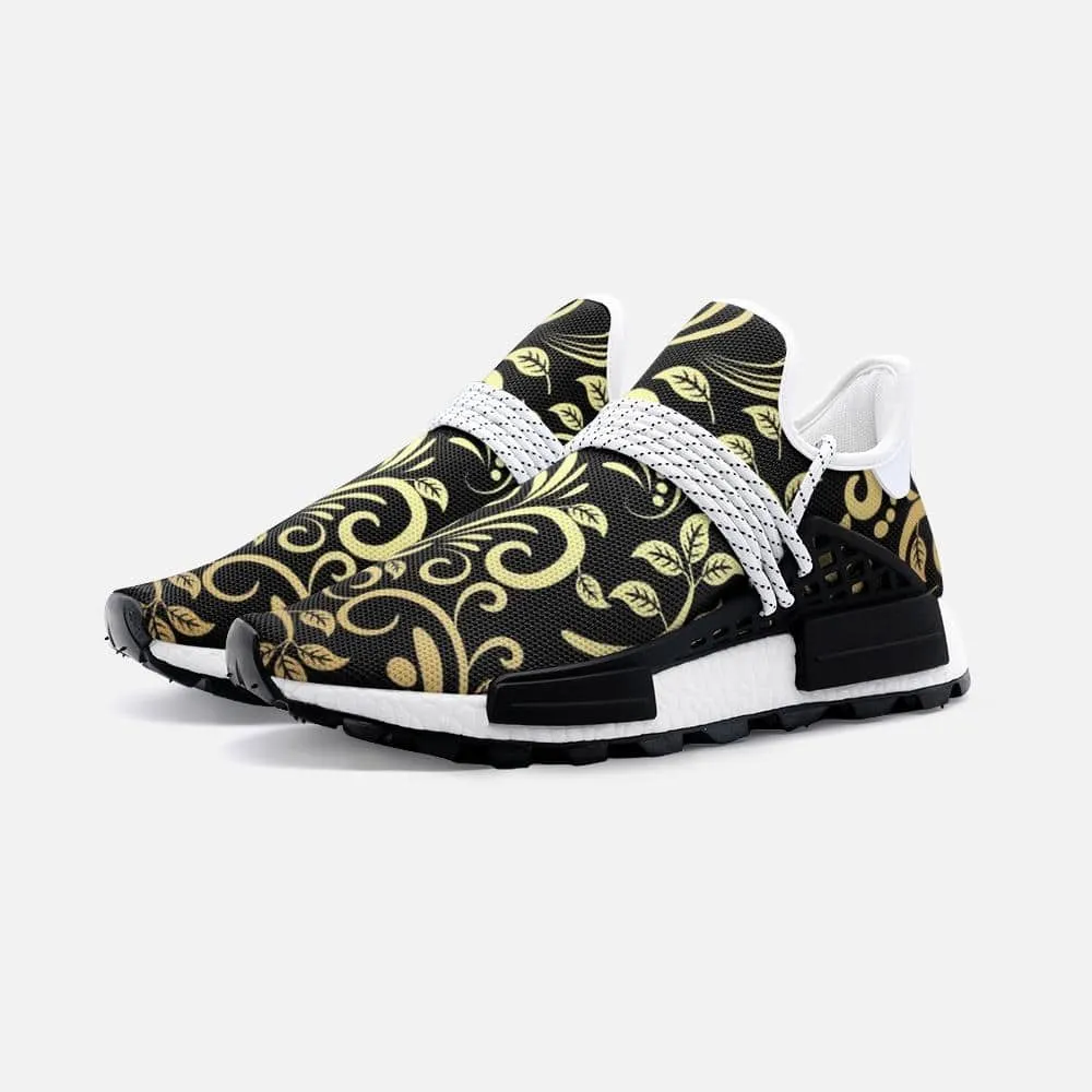 Vector golden floral seamless pattern Unisex Lightweight Custom shoes