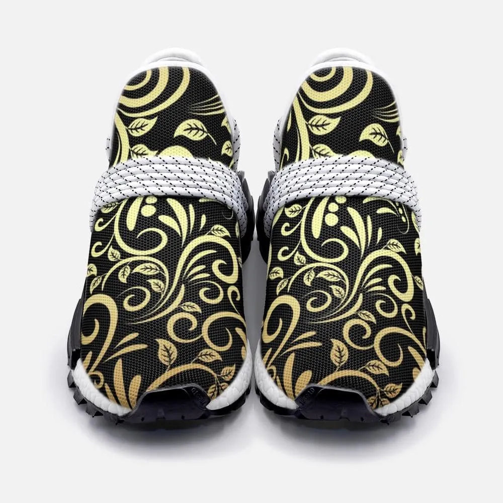Vector golden floral seamless pattern Unisex Lightweight Custom shoes
