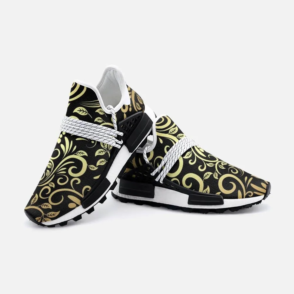 Vector golden floral seamless pattern Unisex Lightweight Custom shoes