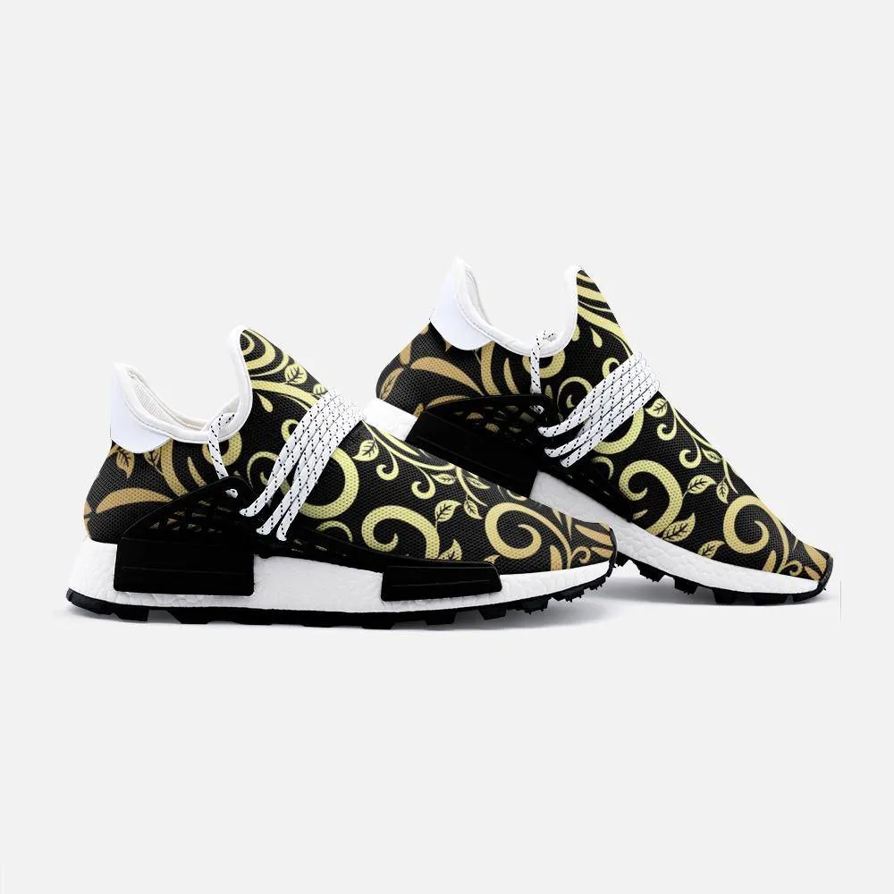 Vector golden floral seamless pattern Unisex Lightweight Custom shoes
