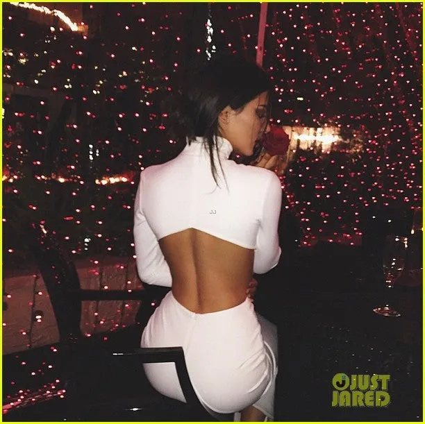 White Kendall Jenner Tight Long Sleeves High Neck Dress Cut Out Prom Celebrity Dress Christmas Eve Party