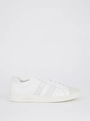 White Patterned Lace Up Sneakers