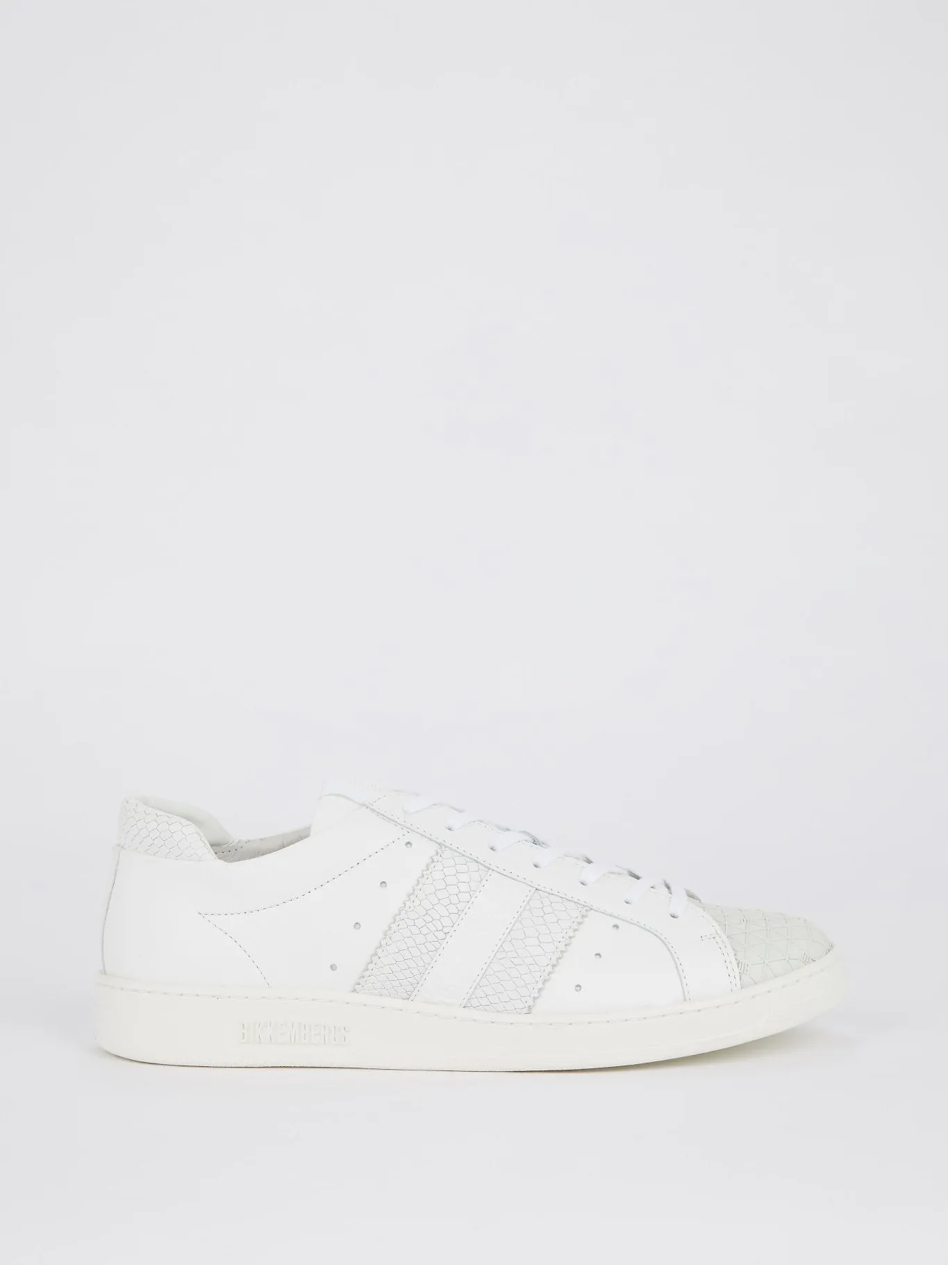 White Patterned Lace Up Sneakers