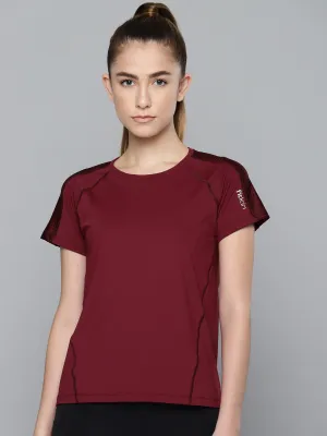 Women's Design Sleeves Training Maroon T-shirt