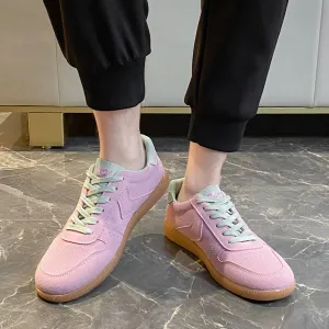 Women's Round Toe Lace Up Sneakers | Comfortable Flat Heel Casual Shoes