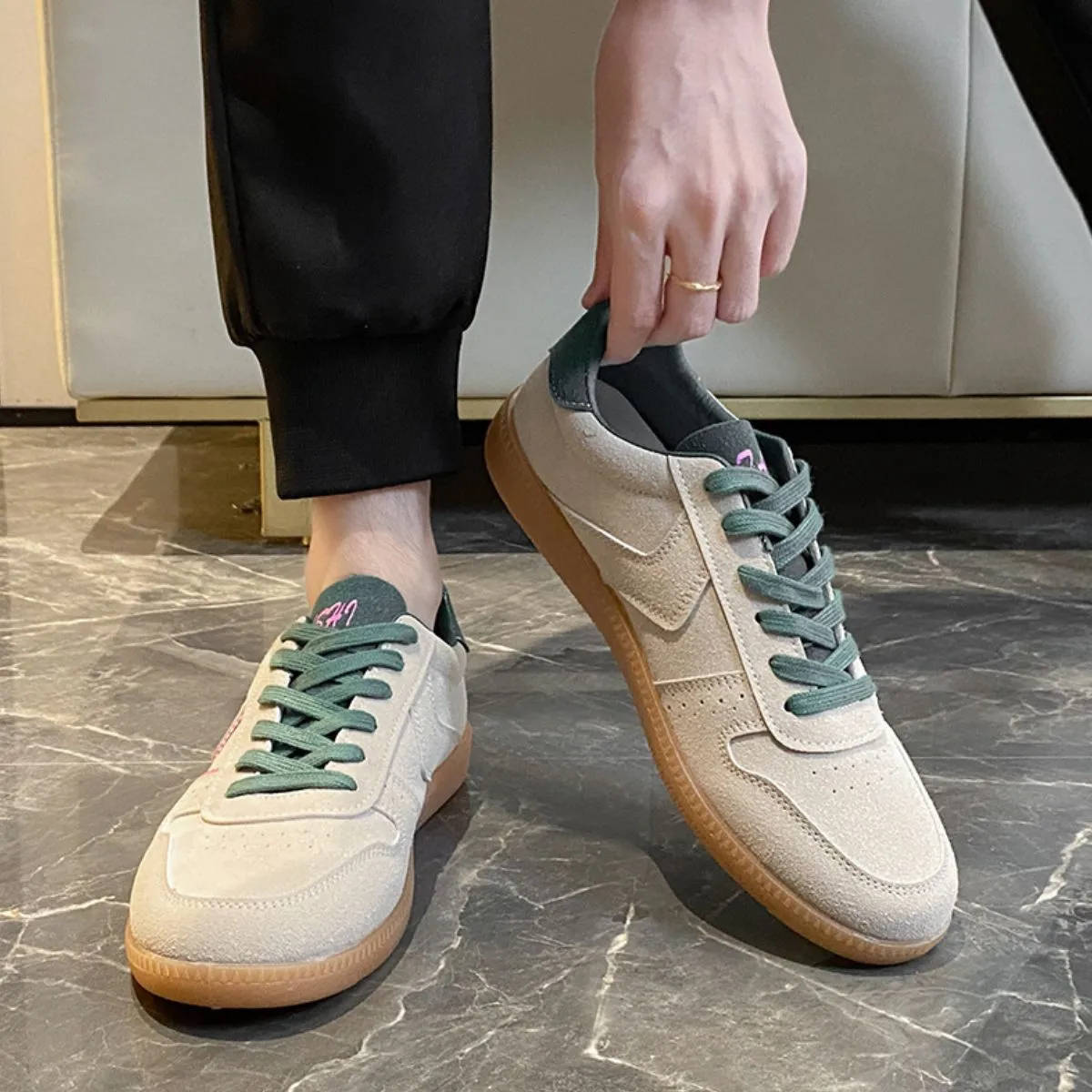 Women's Round Toe Lace Up Sneakers | Comfortable Flat Heel Casual Shoes