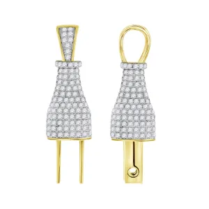 Yellow Tone Sterling Silver Round CZ Two Pin Charm Pendant